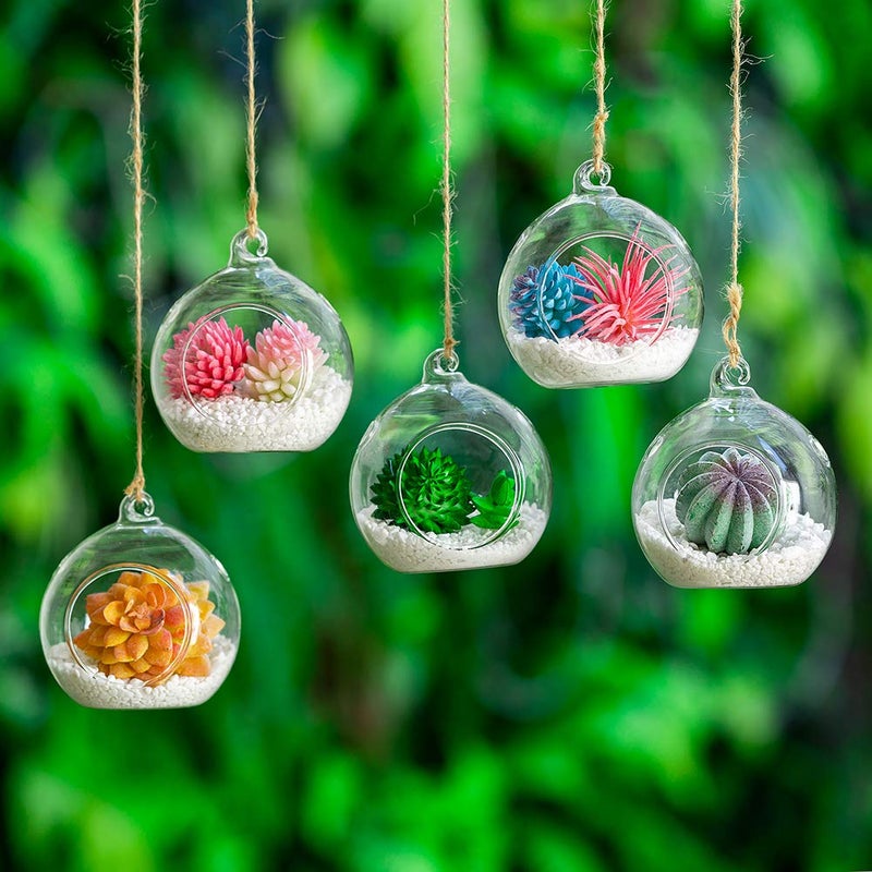 NUPTIO 12 Pcs 3.15"/ 8cm Hanging Glass Tealight Holder Globe Plant Terrariums Glass Orbs Air Plants Tea Light Candle Holders Home Decor Indoor Outdoor Garden (with 2 Holes, 9 Pcs + 3 Pcs) - Image 3